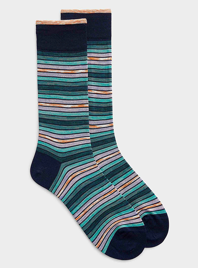 Bugatchi Patterned Green Jade stripe sock for men