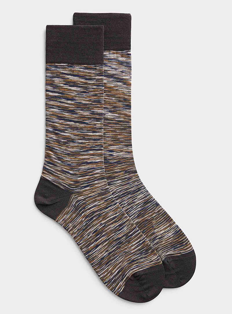 Bugatchi Patterned Grey Neutral space-dye sock for men