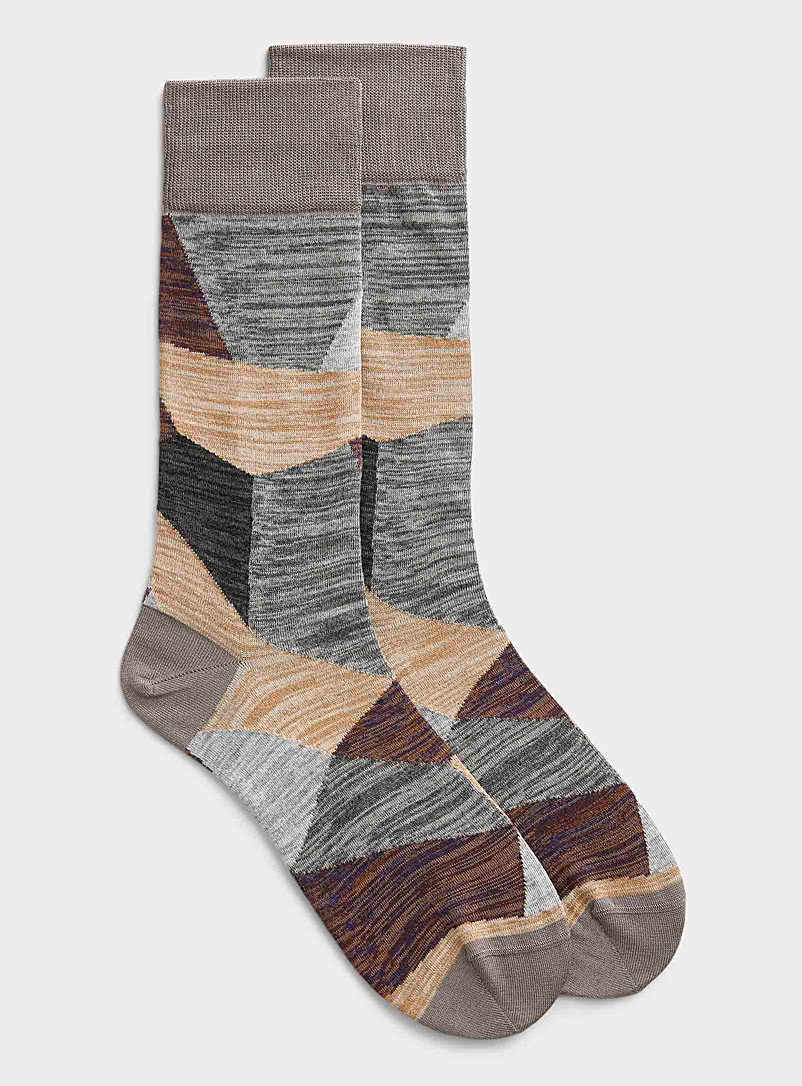 Bugatchi Patterned Brown Neutral block sock for men