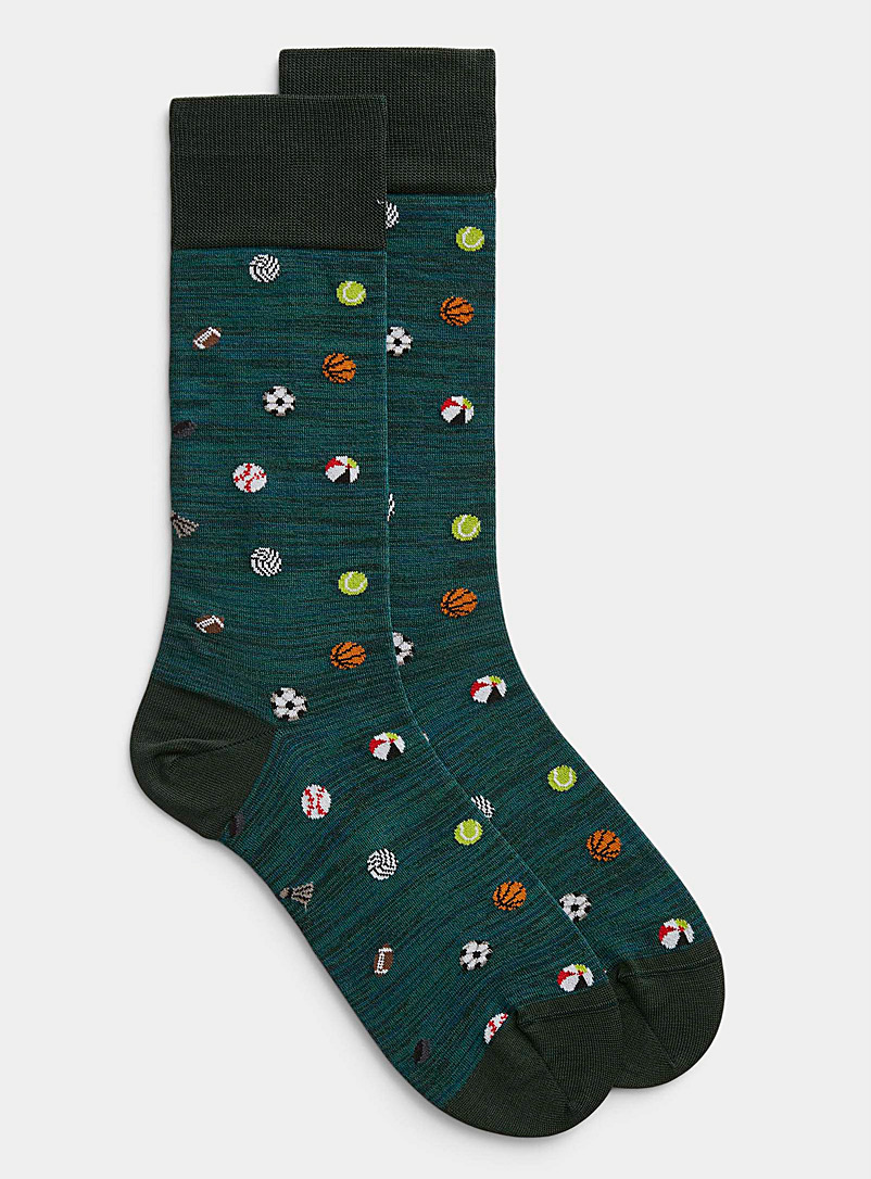 Bugatchi Patterned Green Sports-ball sock for men