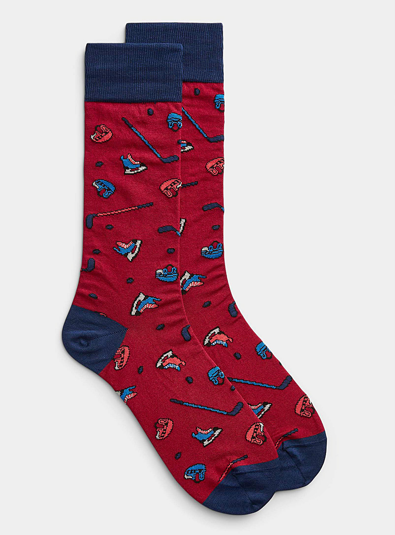 Bugatchi Patterned Red Hockey print sock for men
