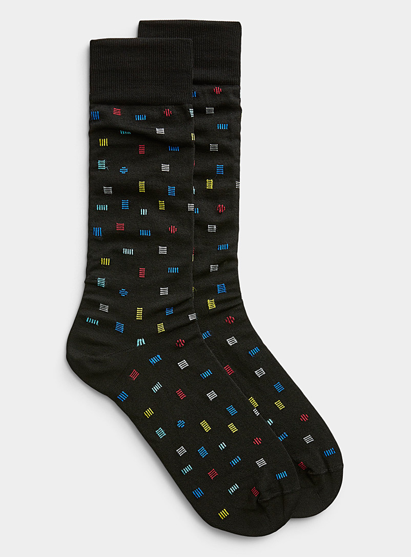 Bugatchi Patterned Black Colourful shape sock for men