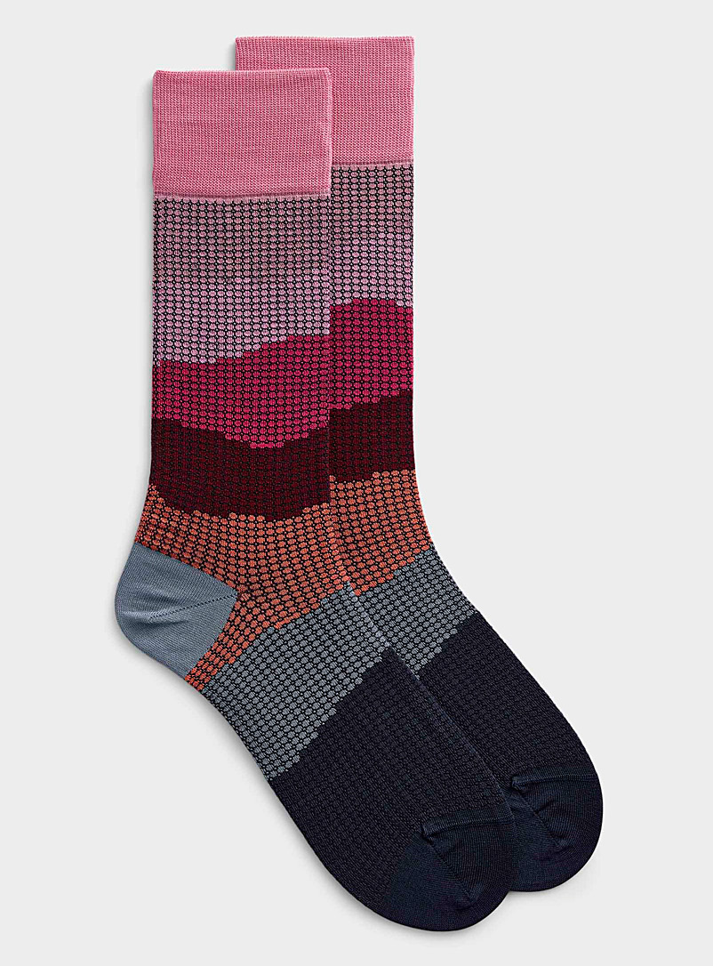 Bugatchi Pink Colour-block houndstooth sock for men