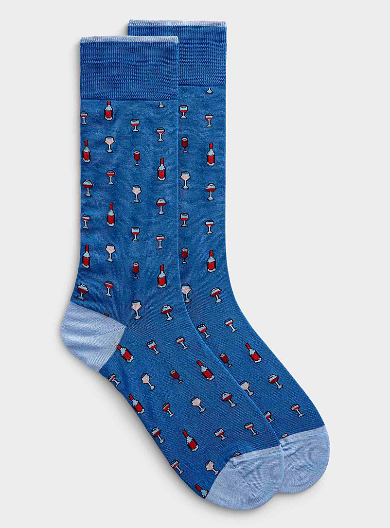 Bugatchi Baby Blue Glass of wine sock for men