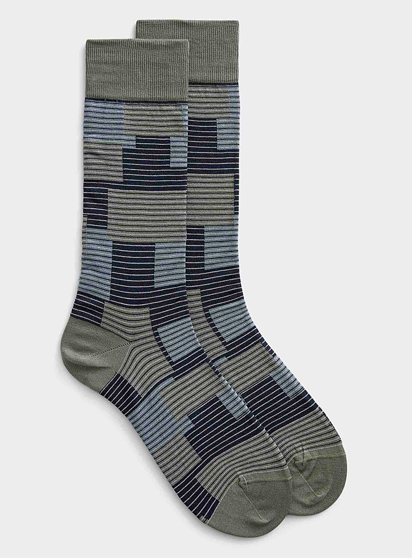 Bugatchi Patterned Blue Striped check sock for men