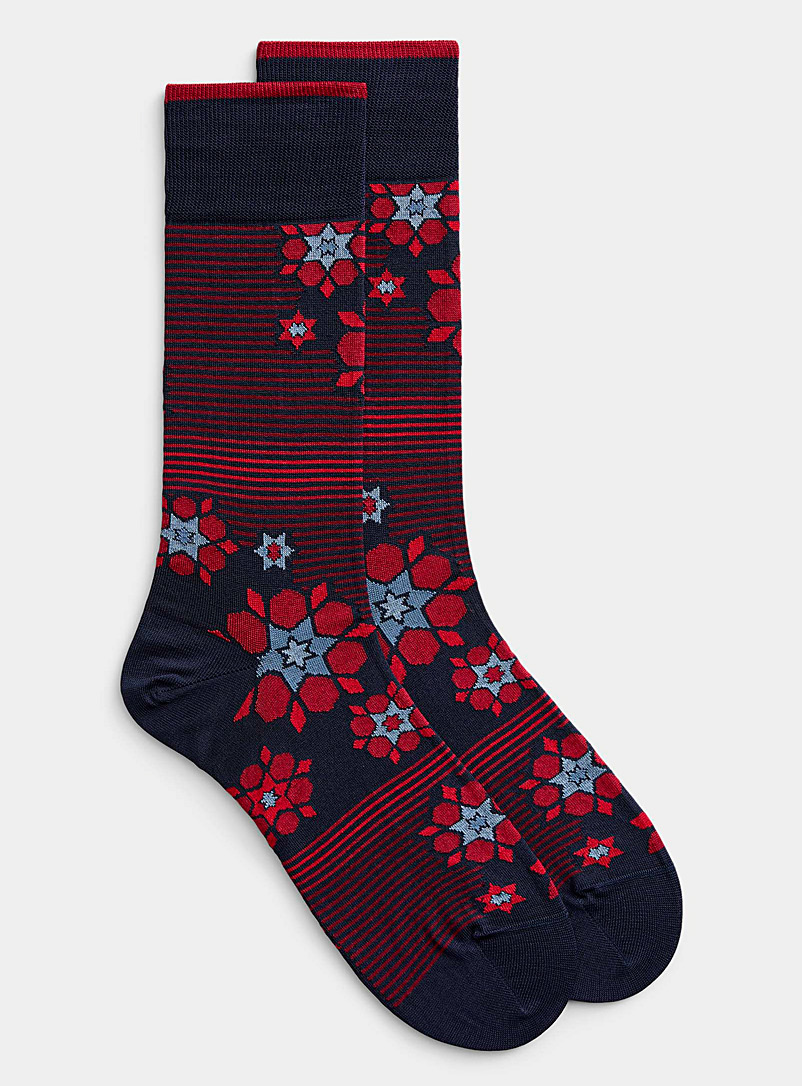 Bugatchi Assorted red Red flower sock for men