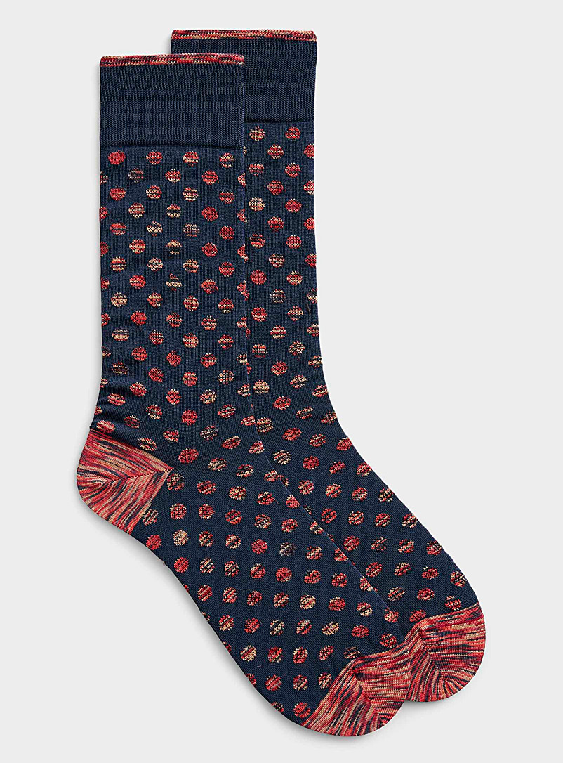 Bugatchi Assorted navy Space-dye dot sock for men