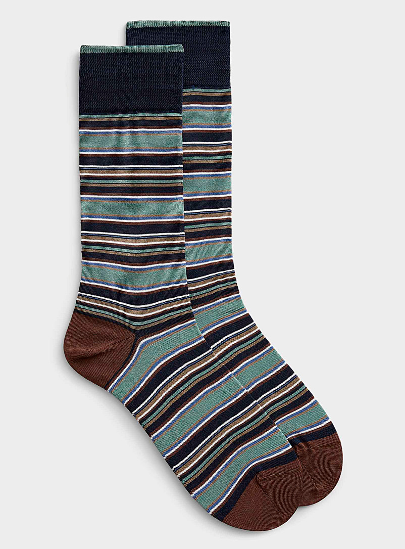 Bugatchi Assorted green Sage stripe sock for men