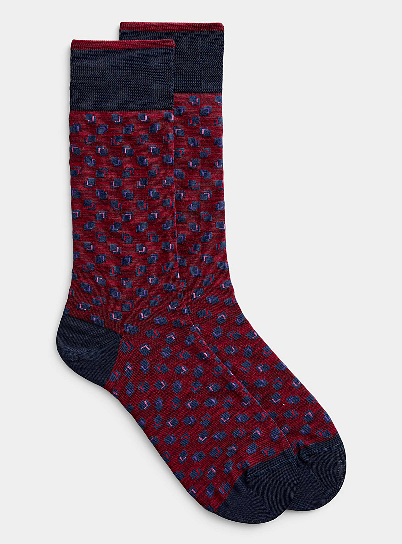 Bugatchi Assorted red Blue mini-check sock for men