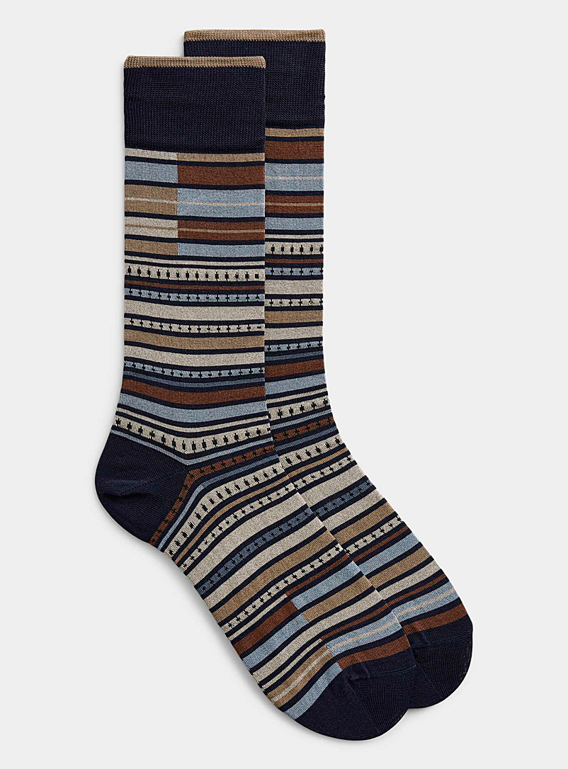 Bugatchi Assorted brown  Mocha stripe sock for men