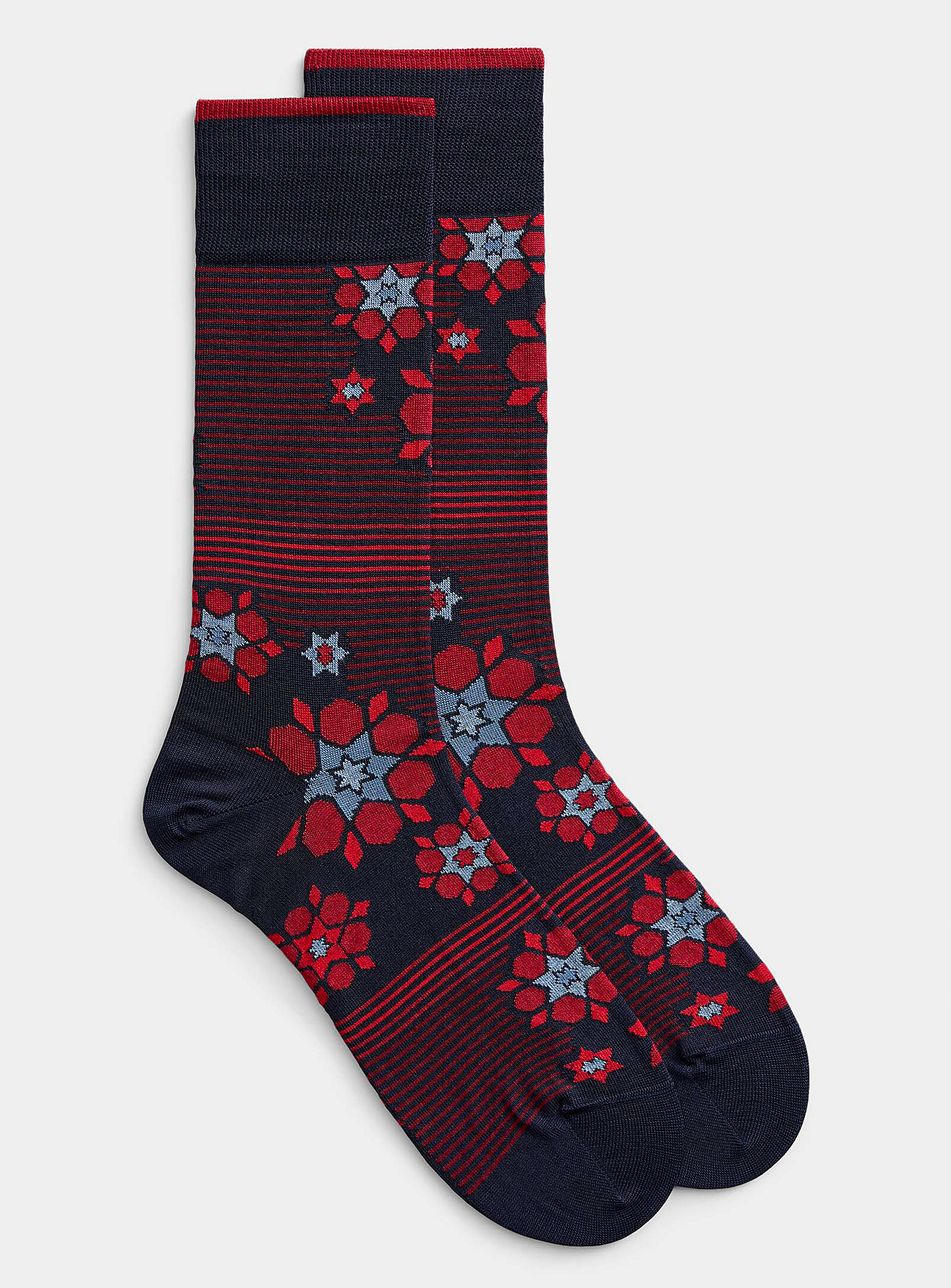 Bugatchi - Men's Red flower sock