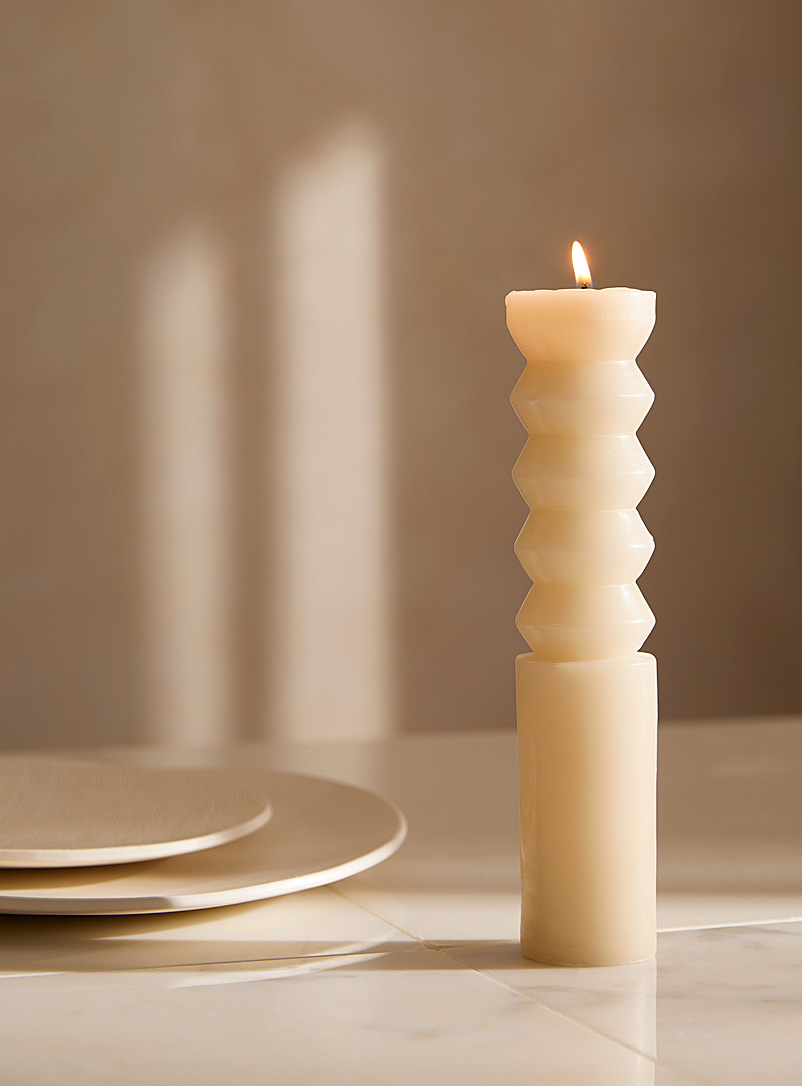 Simons Maison Ivory White Sculptural pillar candle