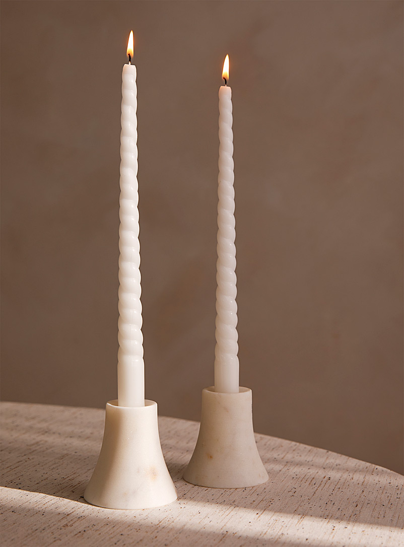 Simons Maison Ivory White Long twisted candles Set of 2