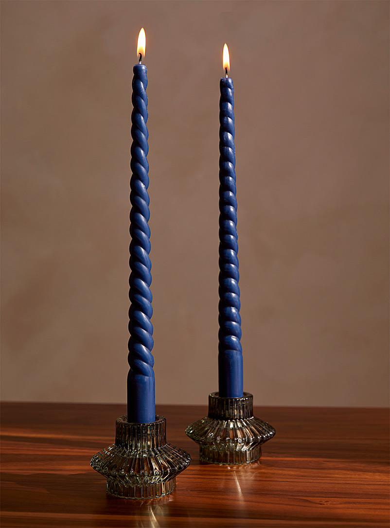 Simons Maison Marine Blue Long twisted candles Set of 2