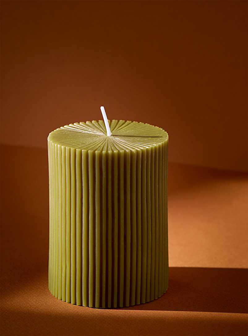 Simons Maison Khaki/Sage/Olive Fluted pillar candle