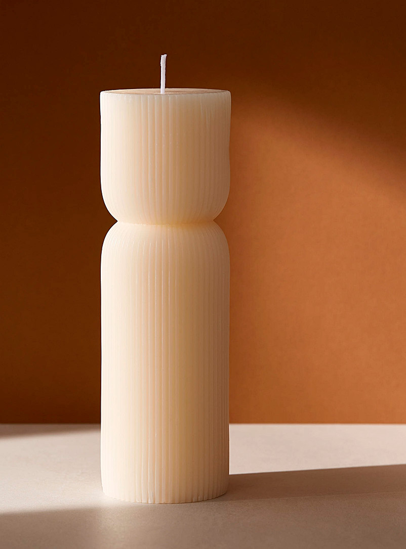 Simons Maison Ivory White Large sculpted pillar candle