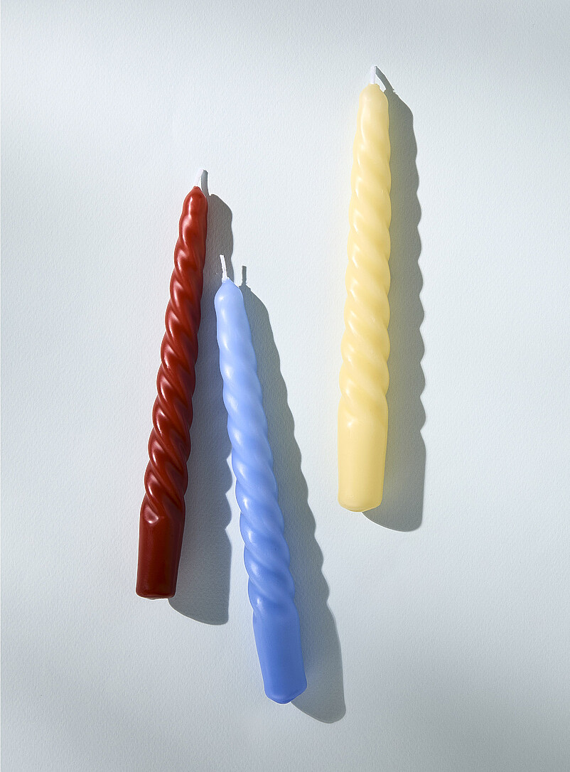 Simons Maison: Les chandelles torsad&eacute;es Ensemble de 3 Blanc