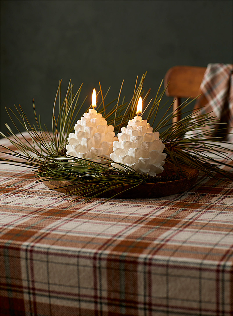 Simons Maison White Frosted pinecone candles Set of 2