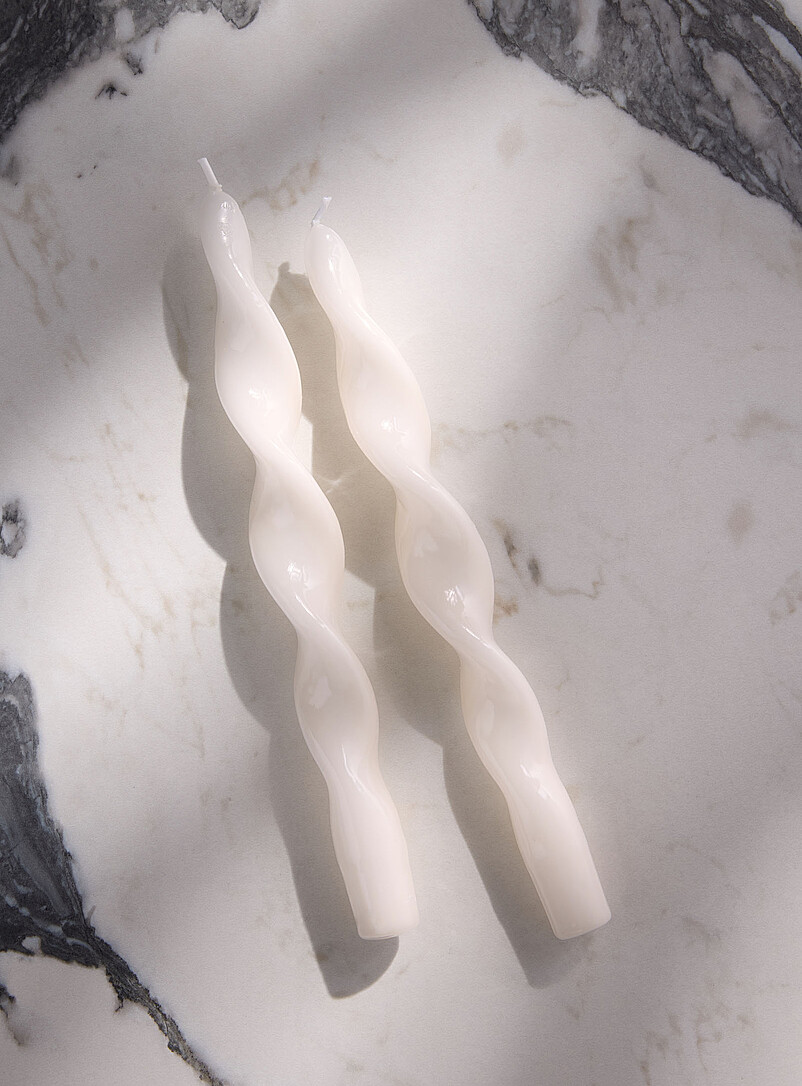 Lacquered Twisted Candles Set Of 2