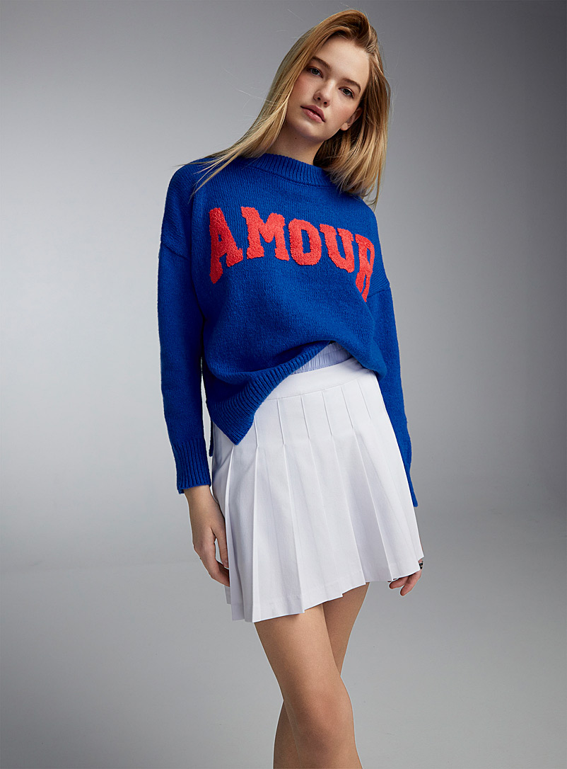 Twik Blue Fleece Amour sweater for women