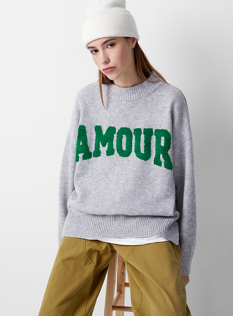 Twik Grey Amour loose sweater for women