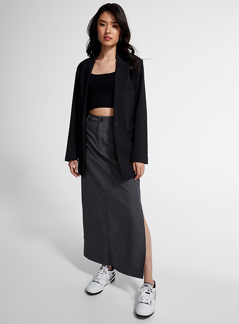 Icône Grey Long side-slit skirt for women