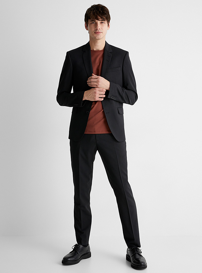 Le 31 Charcoal Monochrome stripe suit Stockholm fit-Slim for men