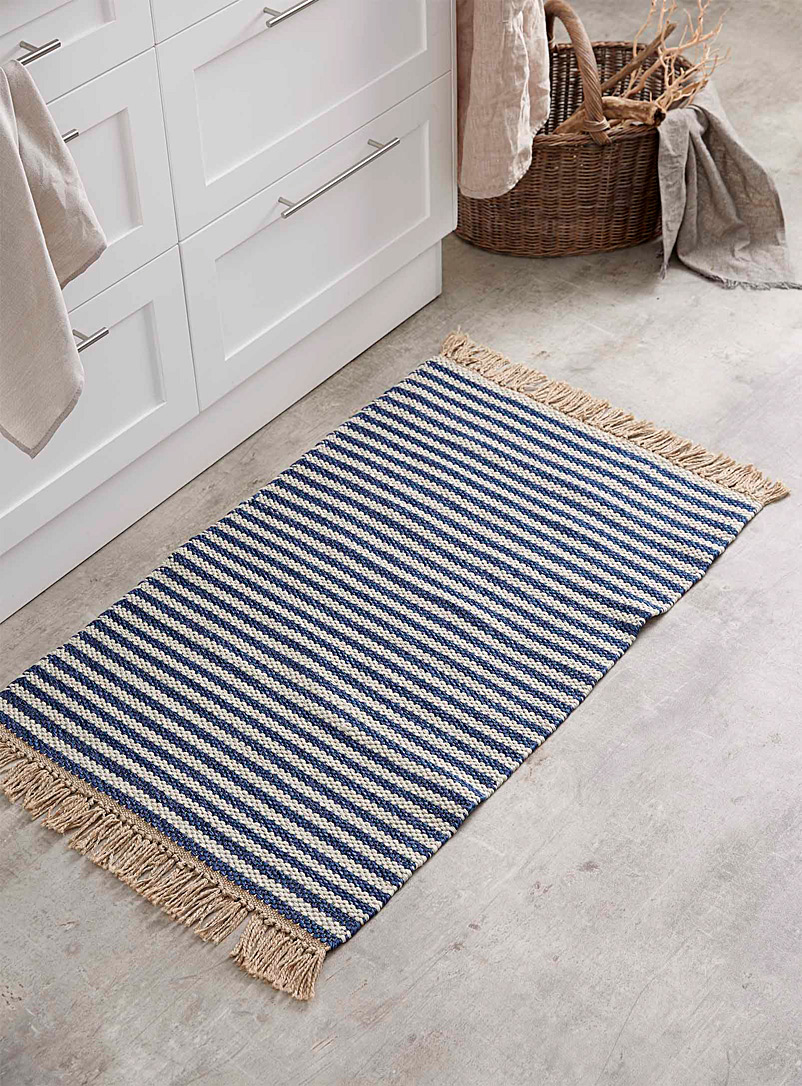 Simons Maison Patterned Blue Seaside stripe reversible rug 60 x 90 cm