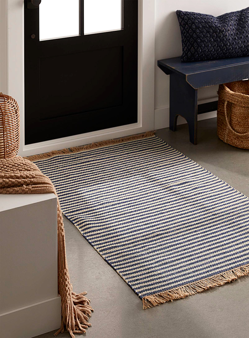 Simons Maison Patterned Blue Seaside stripe reversible rug 90 x 130 cm
