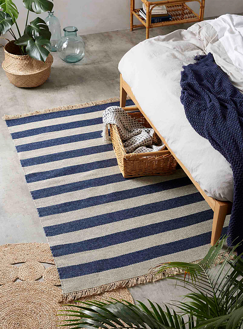 Simons Maison Patterned Blue Seaside stripe reversible rug 120 x 180 cm