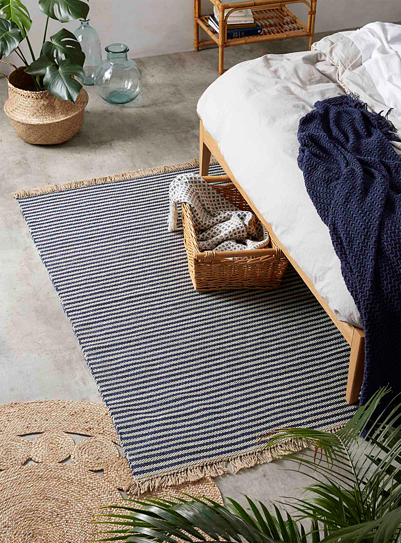 Simons Maison Patterned Blue Seaside stripe reversible rug 120 x 180 cm