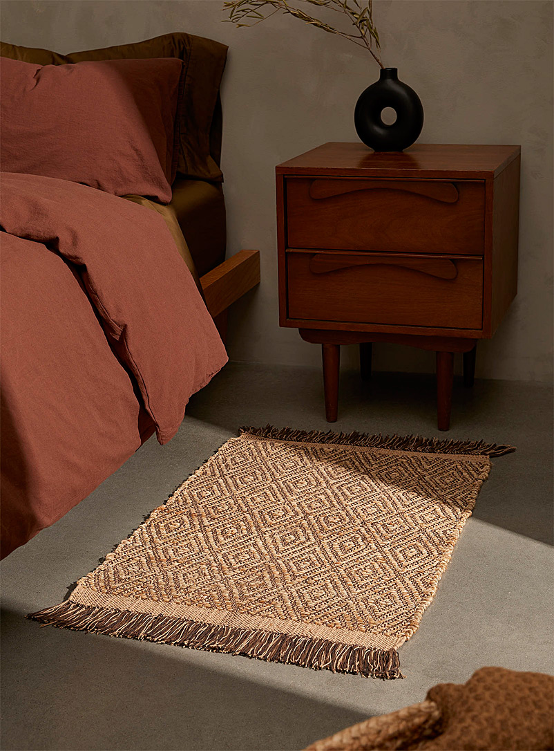 Simons Maison: Le tapis losanges artisanaux 60 x 90 cm Brun à motifs