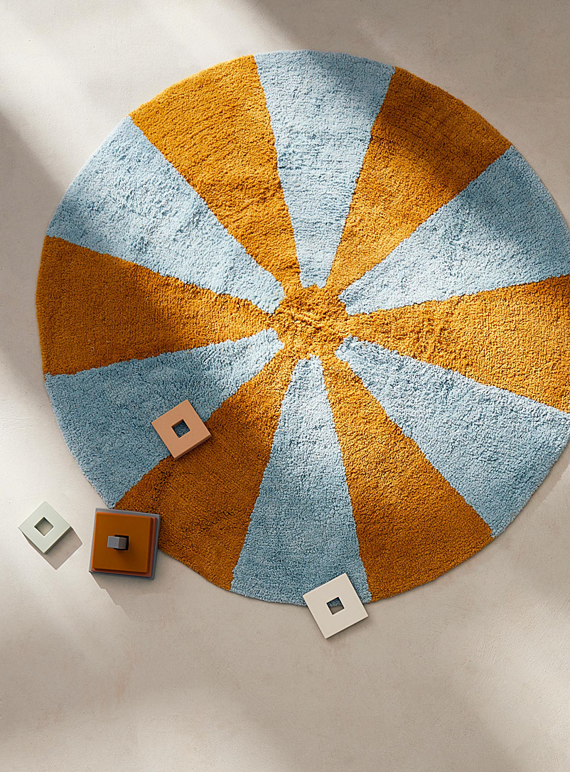Simons Maison: Le tapis circulaire rayons colorés 100 cm de diamètre Jaune à motifs