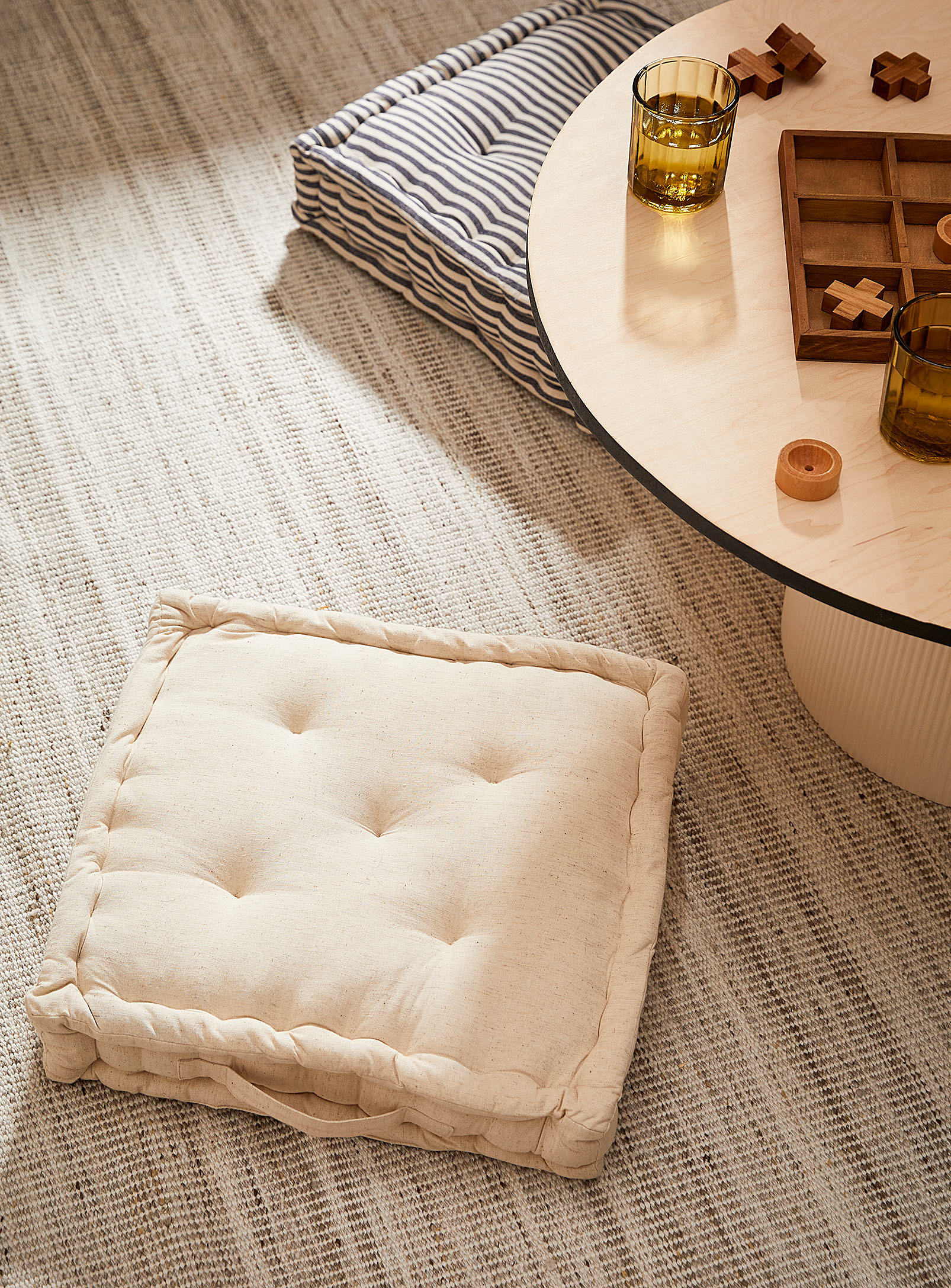 Simons Maison Speckled Ivory Floor Cushion In Ecru/linen