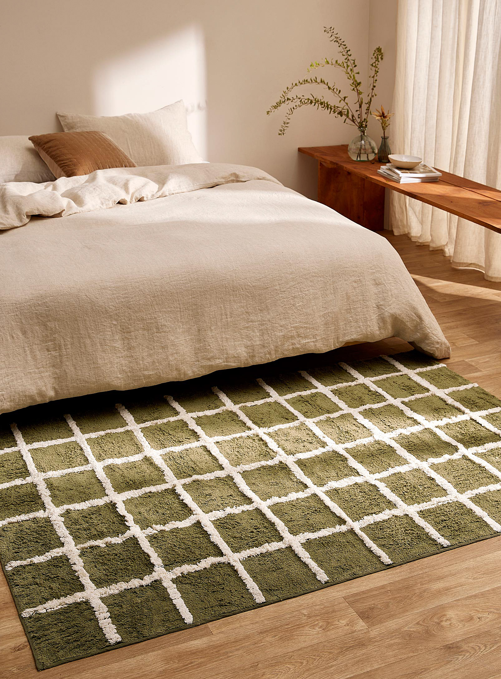 Simons Maison Botanical Windowpane Rug 120 X 180 Cm In Patterned Green ...