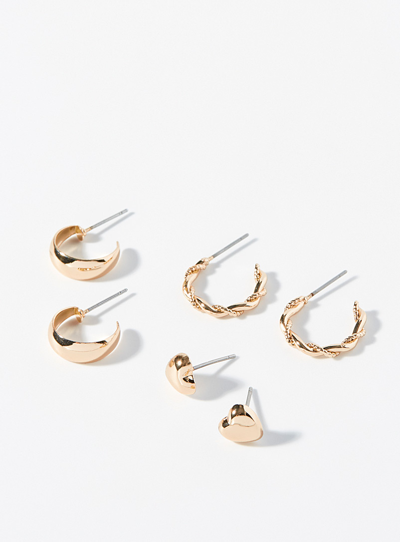 Simons Assorted Shimmery earrings Set of 3 for women