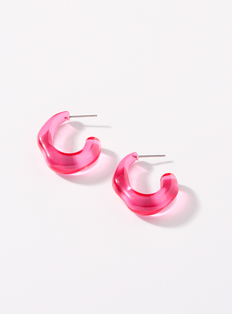 Simons Pink Translucent sinuous hoops for women
