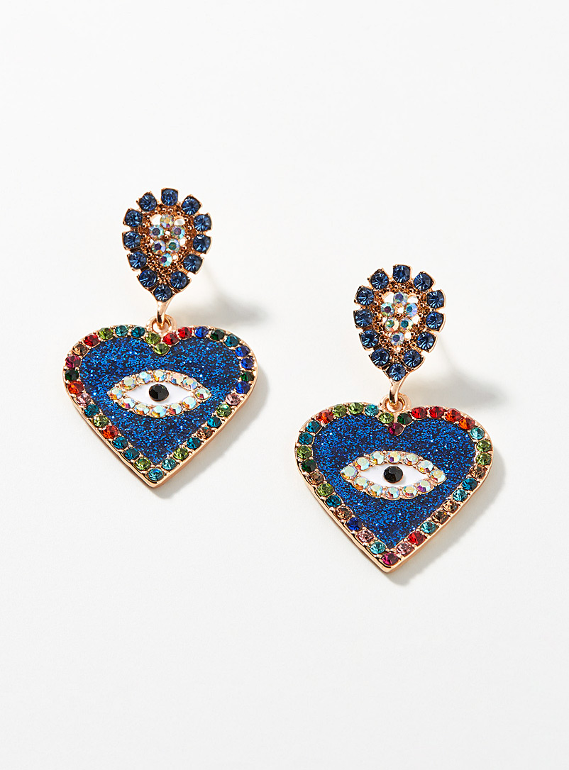 Simons Blue Eyes of the heart earrings for women