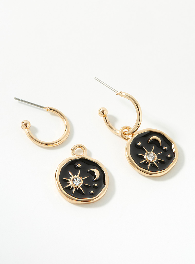 Simons Patterned Black Starry night earrings for women