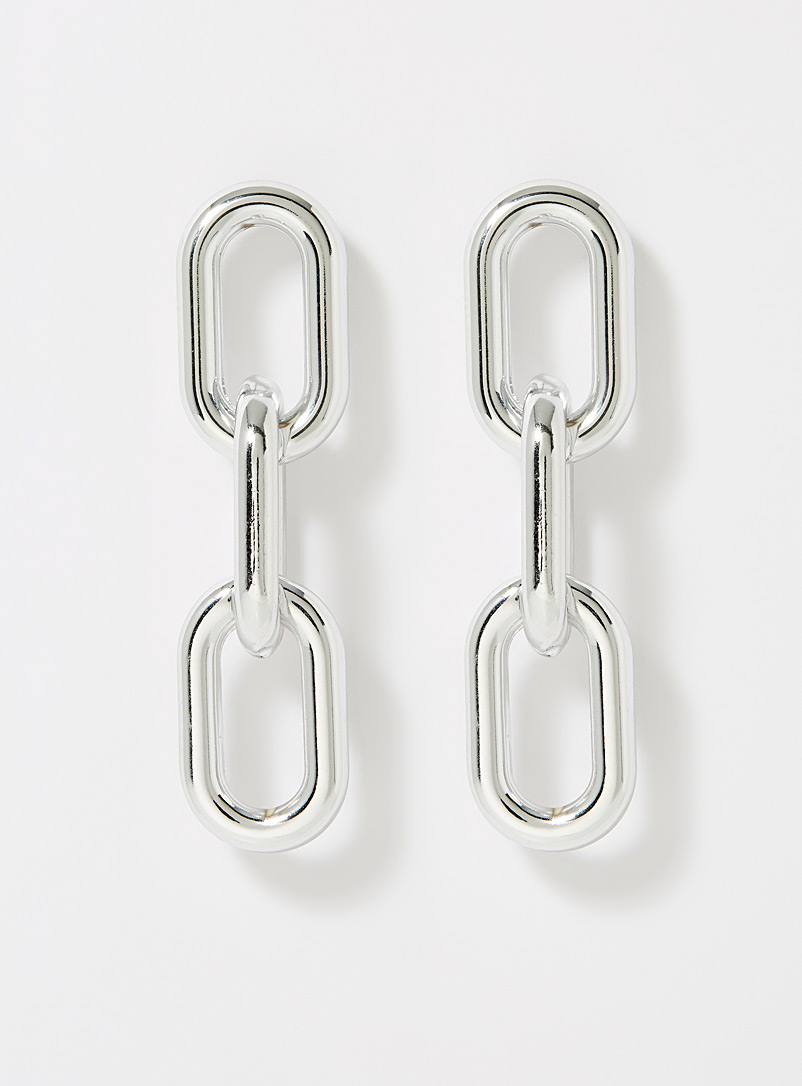 Simons Silver Large silver link earrings for women