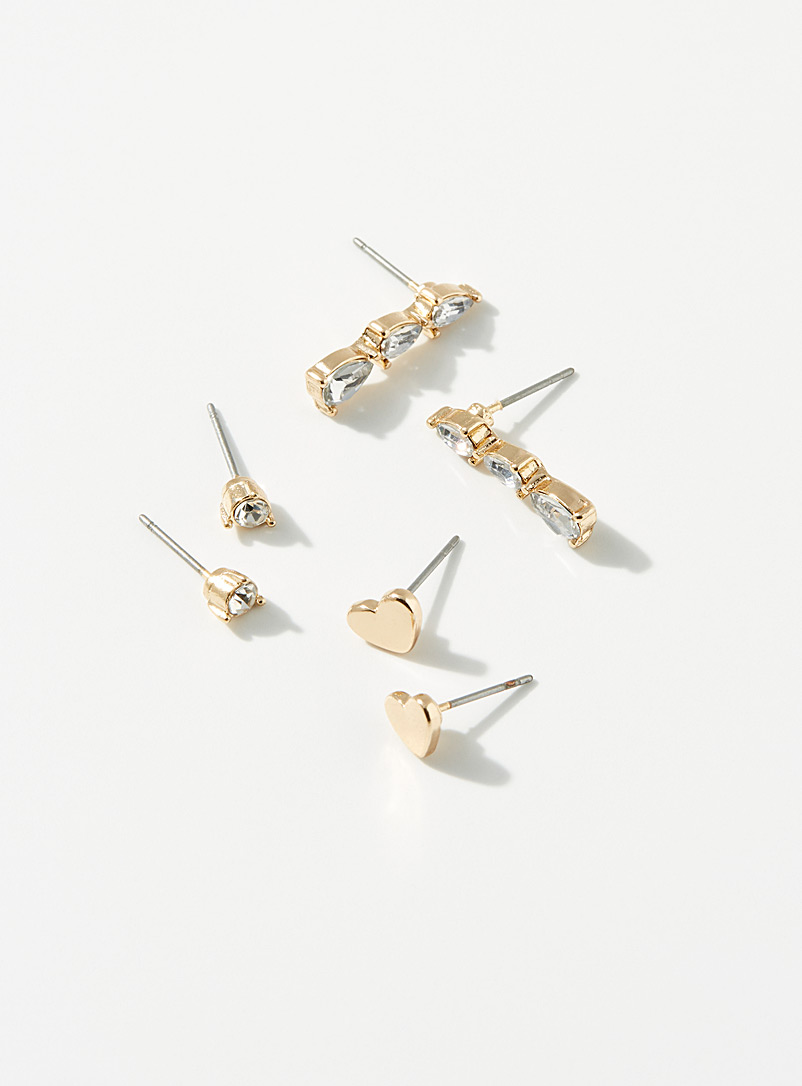 Simons Assorted Romantic crystal earrings Set of 3 for women