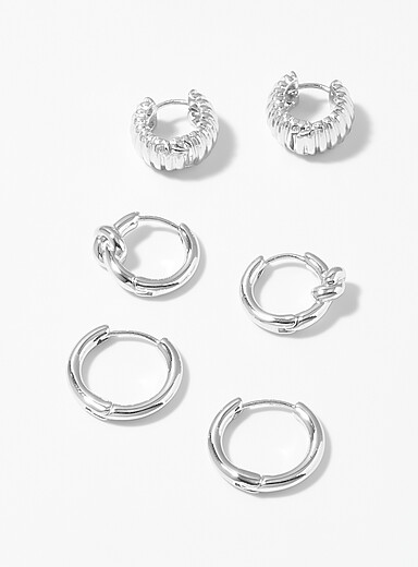 Mixed-texture hoops Set of 3