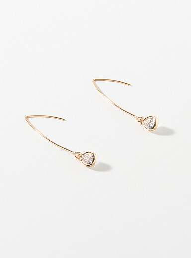Post and stone long earrings