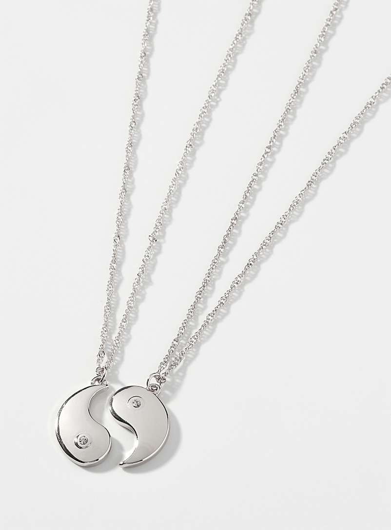Simons Silver Yin and yang necklaces Set of 2 for women