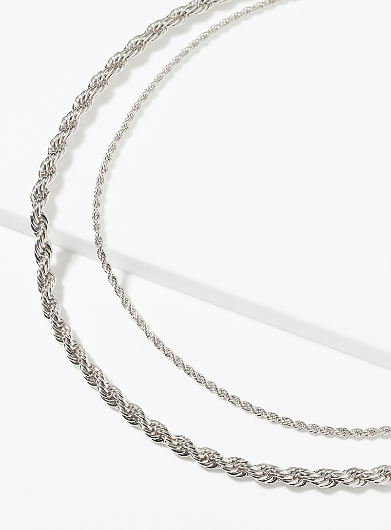 Simons Silver Double-chain necklace for women