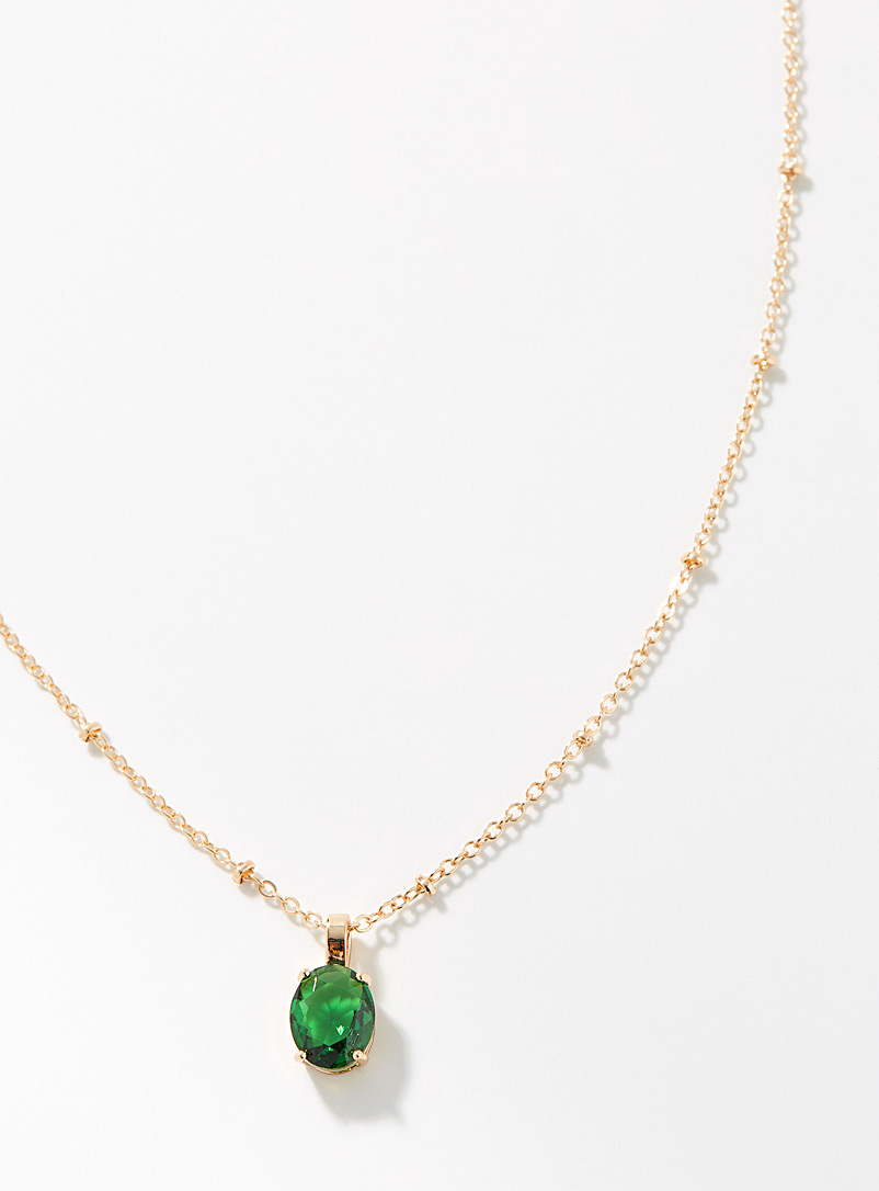Simons: Le collier pierre émeraude Vert à motifs pour femme