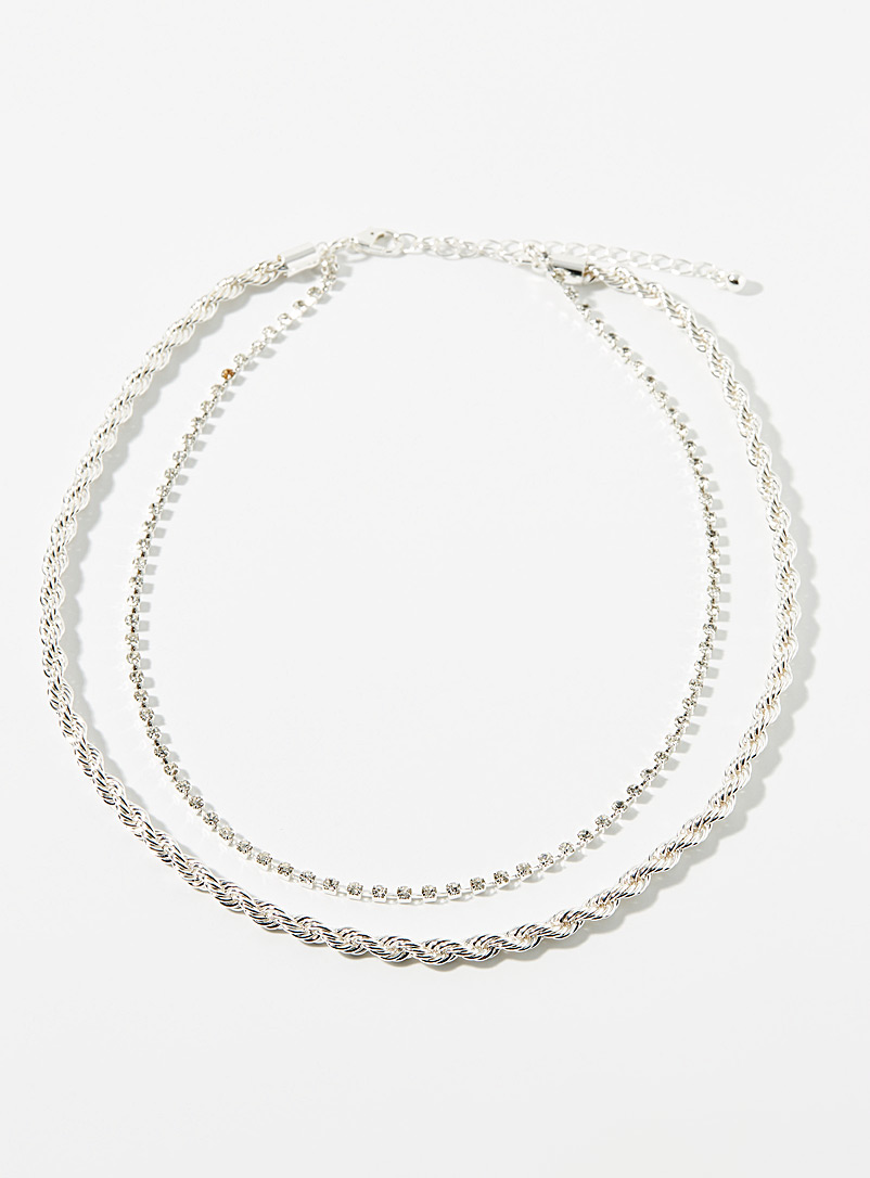Simons Silver Silver double-row necklace for women