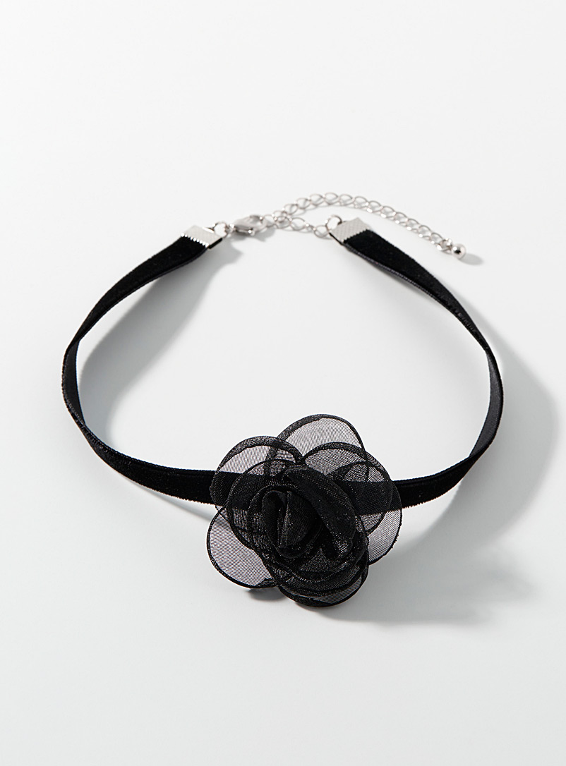 Simons Black Mini-flower velvet choker for women