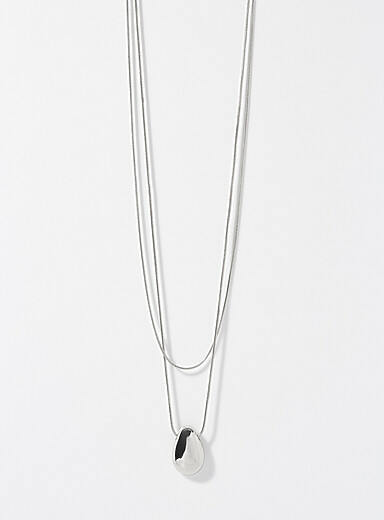 Metallic teardrop double chain
