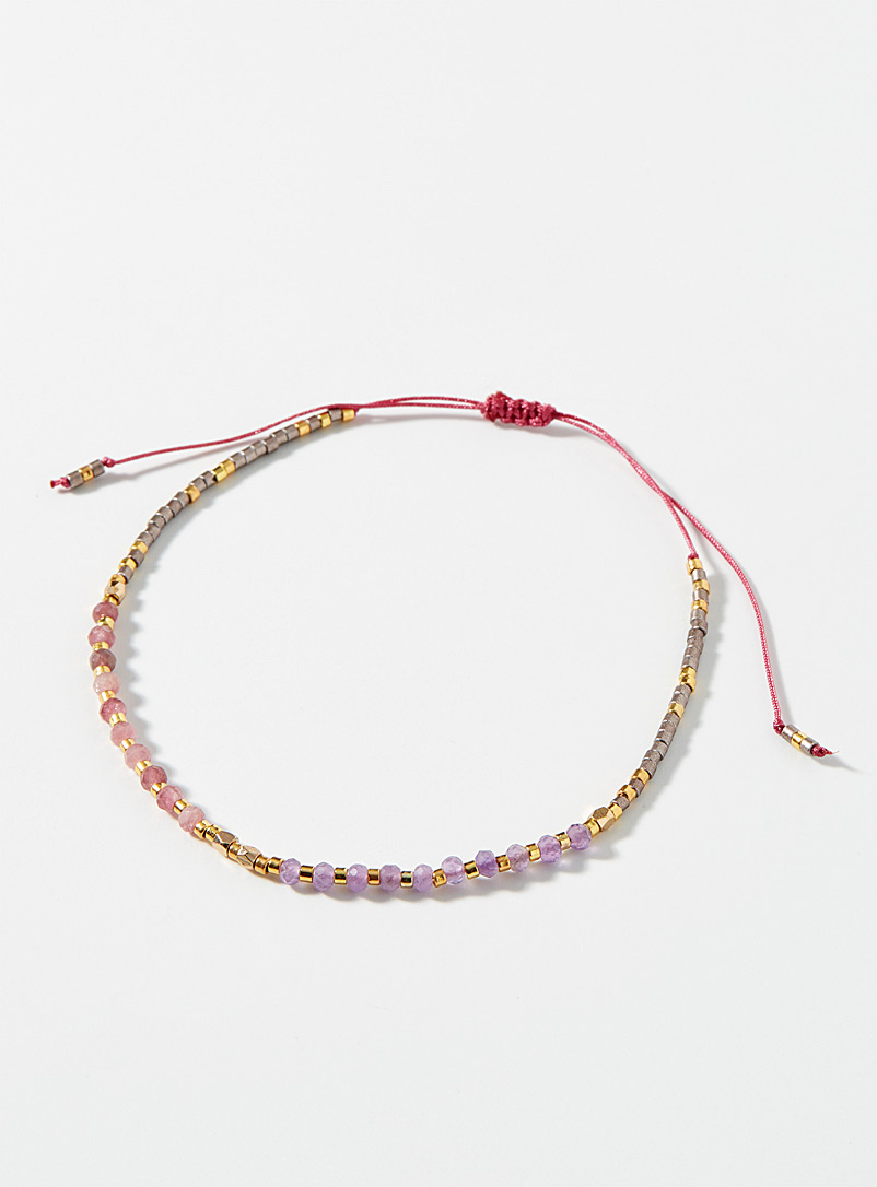 Simons Patterned Crimson Pink bead bracelet for women